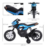 Moto Elettrica per Bambini da 6V con Rotelle e Fari, in PP e Metallo, 105x52,3x62,3 cm, Azzurro e Nero - immagine 3