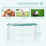 Recinto Pieghevole per Cani e Cuccioli in Filo Metallico Ø120x60 cm con Copertura in Poliestere Impermeabile - immagine 7