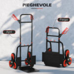 Carrello Portapacchi Pieghevole 120 kg max con Maniglia Estraibile, 60x45x109 cm, Rosso e Nero - immagine 4
