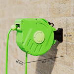 Avvolgitubo da Giardino Retrattile con Tubo dell'Acqua 15 m, Rullo Avvolgitubo da Parete Girevole a 180°, Avvolgitubo Automatico Tubo da Giardino per Irrigazione in plastica, Verde - immagine 3