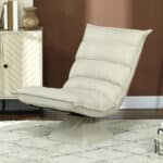 Poltrona in Tessuto Imbottita Girevole a 360° e Reclinabile a 3 Livelli 62x70x95cm, Beige - immagine 8