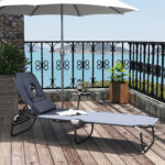 Sedia Sdraio da Esterno Pieghevole con Foro per il Viso e Cuscini, Lettino Prendisole da Giardino, Spiaggia e Campeggio, Grigio - immagine 2
