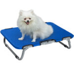 Brandina per Cani Taglia Piccola Rialzata e Pieghevole per Interno ed Esterno, 59x46x15 cm, Blu