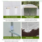 Serra da Giardino a Tunnel Per Piante in PE con Tubi in Ferro, Bianco, 350x2x2cm - immagine 3