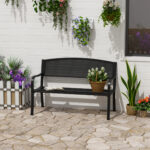 Panchina da Esterno Panca da Giardino Max 240kg Metallo 127 × 60 × 85cm Nero - immagine 2