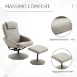 Poltrona Relax Reclinabile con Pouf Poggiapiedi Abbinato e Rivestimento in Finta pelle, 71x78x101cm, Grigia - immagine 5