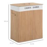 Cesta Portabiancheria in Bambù con Coperchio e Fodera Rimovibile, 52 x 32 x 63cm - immagine 3