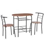 Set Tavolo Moderno con 2 Sedie per Sala da Pranzo, Set 3 Pezzi Mobili Salvaspazio da Cucina, Balcone, Ristorante o Bar, Marrone e Nero