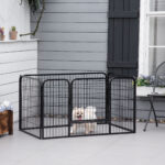 Recinto per Cani di Piccoli Taglia da Interno ed Esterno, Recinzione per Animali Domestici con Rete 6 pz in Acciaio e Metallo, 125x80x70 cm, Nero - immagine 2