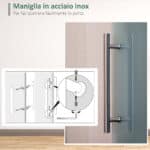 Porta Scorrevole Interna in Vetro Smerigliato con Binario B1 e Maniglia per Bagno Cucina Studio Vetro 205x 90x 0,8cm - immagine 5