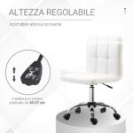 Sedia da Ufficio Ergonomica, Sedia Girevole Altezza Regolabile in Pelle Sintetica 46 × 51 × 80-92cm - immagine 4