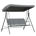 Dondolo 3 Posti da Giardino Esterno Terrazzo in Poliestere Grigio