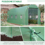 Serra a Tunnel da Giardino 5x2x2 m con 8 Finestre e Porta Avvolgibile, Verde - immagine 5