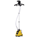 Stiratrice Verticale a Vapore, Stiratore Verticale 1950W da 1,4L con Asta Estendibile e 2 Rotelle per Abiti, Tende e Divani, in ABS e PP, 26x21,5x29 cm, Giallo