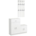 Scarpiera con Appendiabiti a Combinazione per Ingresso e Camera da Letto Legno 1x32x187cm Bianco