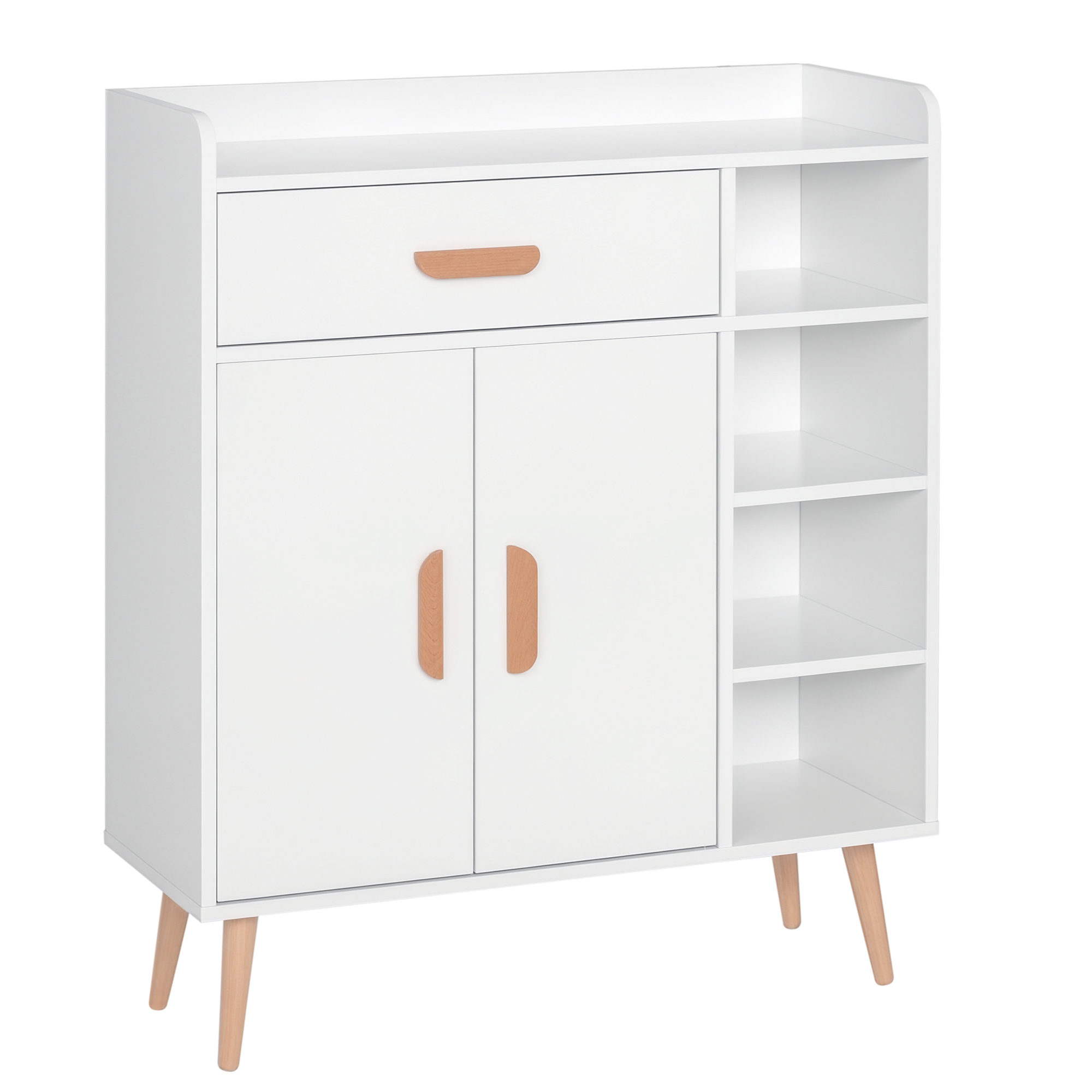 gTT6371983e59b427.jpg Credenza Moderna con Armadietto e Cassetto, Mobile Multiuso in Legno per Cucina e Salotto, 80 x 29,5 x 96cm Bianco - immagine 1
