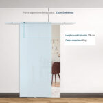 Porta Scorrevole in Vetro Smerigliato con Binario in Alluminio per Bagno Cucina Studio Vetro 205cm - immagine 6