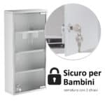 Armadietto Medicinale Cassetta Porta Medicina a Quattro Ripiani in Acciaio Inox 30 x 12 x 60cm - immagine 7