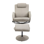 Poltrona Relax Reclinabile con Pouf Poggiapiedi Abbinato e Rivestimento in Finta pelle, 71x78x101cm, Grigia - immagine 9