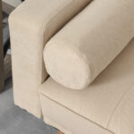 Divano Letto 3 Posti con Schienale Regolabile su 3 Livelli, 2 Cuscini e Braccioli Rimovibili, Beige, 185x84x85cm - immagine 8
