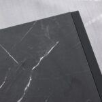 Tavolino da Caffè Nero, Tavolino Effetto Marmo con Ripiano Inferiore, da Soggiorno o Ufficio, Design Moderno, Telaio in Acciaio, 106x50x45cm, Nero - immagine 9