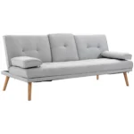 Divano Letto 3 Posti Stile Scandinavo Reclinabile con Tavolino a Ribalta, 181x77x88 cm, Grigio - immagine 8