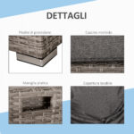Salotto da Esterno in Rattan PE da 8 Pezzi, Set Mobili da Giardino Salvaspazio con Poltrone, Tavolini e Sgabelli, Grigio - immagine 7