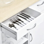 Carrello da Cucina Classico con Cassetti e Ruote in Legno Salvaspazio 89x40x84cm - immagine 8
