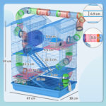Gabbia per Criceti e Roditori a 5 Piani, Gabbietta per Criceti con Tubi Colorati, Ruota, Casetta e Accessori Inclusi, 47x30x59 cm, Blu - immagine 3