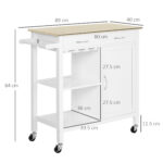 Carrello da Cucina Classico con Cassetti e Ruote in Legno Salvaspazio 89x40x84cm - immagine 3