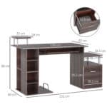 Scrivania per PC da Camera e Ufficio con Cassetto e Scaffale in Legno - immagine 3