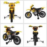 Moto Elettrica per Bambini 3 anni e Più, Moto Cross Elettrica con Rotelle, Batteria 6V Velocità 2,5km/h, 102 x 53 x 66cm, Giallo - immagine 4