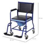 Sedia a Rotelle Bagno con Vaso Rimovibile in Tubi di Ferro e PVC 87 x 57 x 92cm - immagine 3