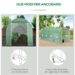 Serra a Tunnel da Giardino 5x2x2 m con 8 Finestre e Porta Avvolgibile, Verde - immagine 6