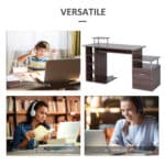 Scrivania per PC da Camera e Ufficio con Cassetto e Scaffale in Legno - immagine 7