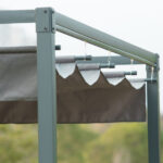 Gazebo Pergola da Giardino 3x2m con Telo Scorrevole in Metallo e Poliestere, Grigio e Nero - immagine 9