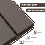 Set 9 Mattonelle a Incastro per Terrazzo, Piastrelle per pavimenti (30x30x2cm) in PP Antiscivolo, Area: 0,81 mq Marrone - immagine 5