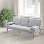 Divano Letto 3 Posti Stile Scandinavo Reclinabile con Tavolino a Ribalta, 181x77x88 cm, Grigio - immagine 10