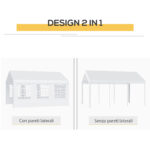 Tendone per Feste 6x4m con Pareti Rimovibili, Porte e 6 Finestre, Bianco - immagine 6