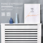 Copritermosifone in Legno Bianco per Caloriferi e Radiatori, Copri Termosifone Moderno con Anti-ribaltamento, Doghe e Piano d'Appoggio, 112x19x81 cm - immagine 4