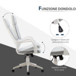 Sedia da Ufficio con Funzione Dondolo, Poltrona Presidenziale in Tessuto Altezza Regolabile e Seduta Girevole, 63x63x117-127 cm, Grigio - immagine 4