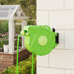 Avvolgitubo da Giardino Retrattile con Tubo dell'Acqua 15 m, Rullo Avvolgitubo da Parete Girevole a 180°, Avvolgitubo Automatico Tubo da Giardino per Irrigazione in plastica, Verde - immagine 9