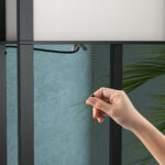 Lampada a Terra 40W con 3 Mensole Integrate e Interruttore a Pedale, Lampada Moderna in MDF e PS, 26x26x160 cm, Nero e Bianco - immagine 7