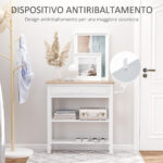 Tavolo Consolle Bianco e Color Legno con Cassetto e 2 Ripiani, Tavolino Salvaspazio in MDF, 75,6 x 27,5 x 80,5cm - immagine 5