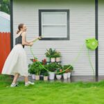 Avvolgitubo da Giardino Retrattile con Tubo dell'Acqua 15 m, Rullo Avvolgitubo da Parete Girevole a 180°, Avvolgitubo Automatico Tubo da Giardino per Irrigazione in plastica, Verde - immagine 8
