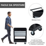 Carrello da Officina Professionale Cassettiera Portautensili in Lamiera, Nero, 68 x 46 x 88cm - immagine 5