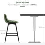Set 2 Sgabelli da Bar con Schienale e Poggiapiedi Stile Nordico in Metallo e Velluto, Verde, 45x47x84cm - immagine 7