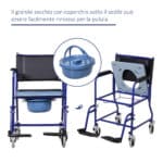 Sedia a Rotelle Bagno con Vaso Rimovibile in Tubi di Ferro e PVC 87 x 57 x 92cm - immagine 6