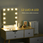 Specchio da Tavolo Professionale per Makeup con 12 Luci a LED Dimmerabili e Interruttore Touch in Stile Vintage - immagine 5