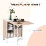 Tavolo Multiuso Design Pieghevole con 4 Scompartimenti 169 × 60 × 75cm - immagine 6